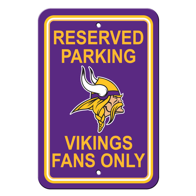 Letrero de plástico de Minnesota Vikings de 12 x 18 pulgadas con texto en inglés "Reserve Parking Style CO"