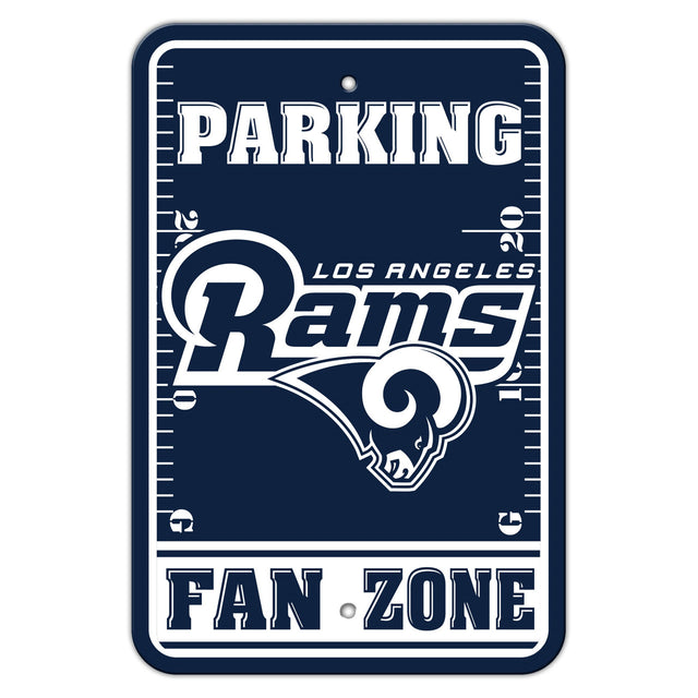 Letrero de Los Angeles Rams de 12 x 18 de plástico con estilo de estacionamiento para fanáticos, logotipo azul y blanco CO