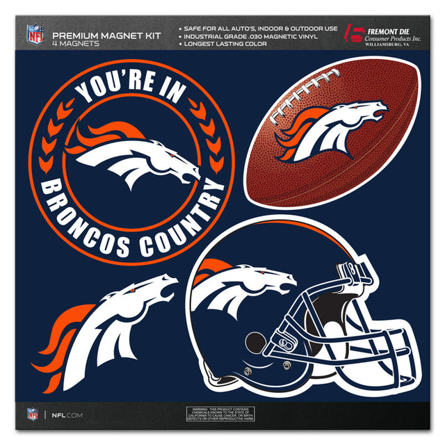 Kit de imanes de los Denver Broncos de 4 piezas CO