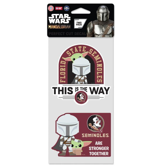 Juego de dos calcomanías de corte perfecto de Star Wars MANDALORIAN de Florida State Seminoles de 4" x 4"