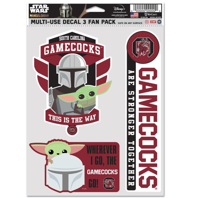 Paquete multiusos para 3 fanáticos de South Carolina Gamecocks/Star Wars Mandalorian