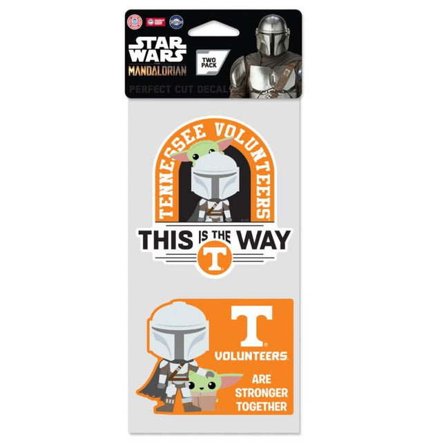 Juego de dos calcomanías de corte perfecto de Star Wars Mandalorian de Tennessee Volunteers de 4" x 4"