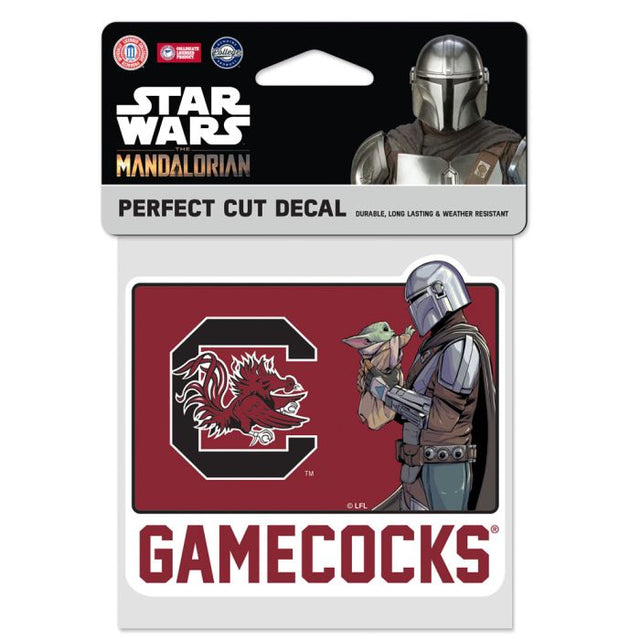 Calcomanía de color de corte perfecto de los South Carolina Gamecocks/Star Wars Mandalorian de 4" x 4"