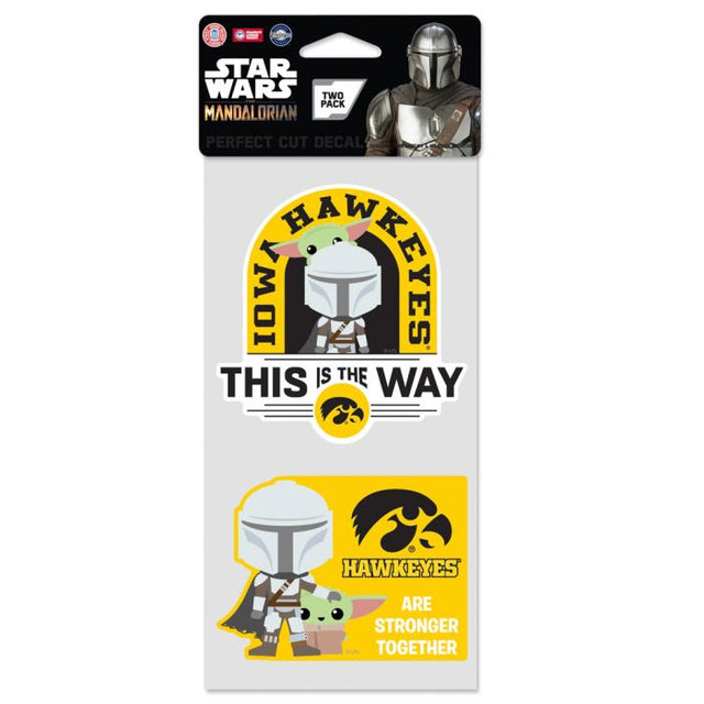 Juego de dos calcomanías de corte perfecto de Iowa Hawkeyes / Star Wars MANDALORIAN de 4" x 4"