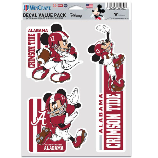 Paquete de 3 ventiladores multiusos de fútbol americano de Mickey Mouse de Alabama Crimson Tide/Disney