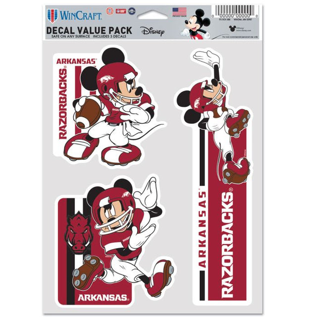 Paquete de 3 ventiladores multiusos de fútbol americano de Mickey Mouse de Arkansas Razorbacks/Disney