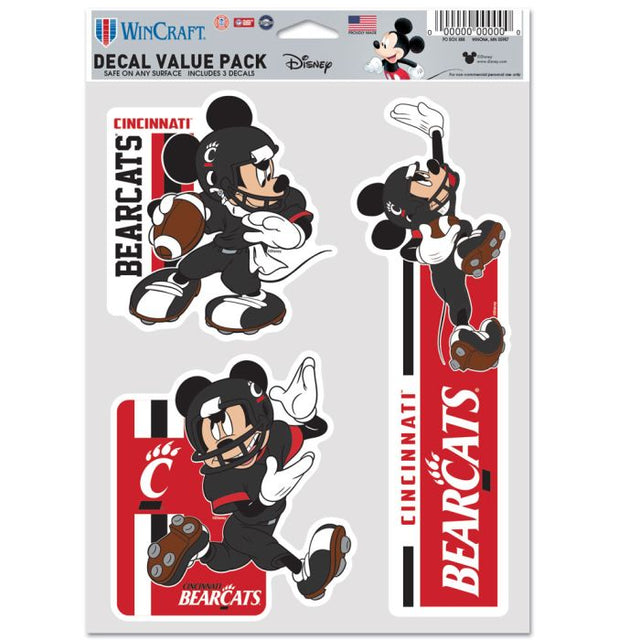 Cincinnati Bearcats / Disney CINCINNATI DISNEY MICKEY MOUSE FOOTBALL Paquete de 3 ventiladores multiuso