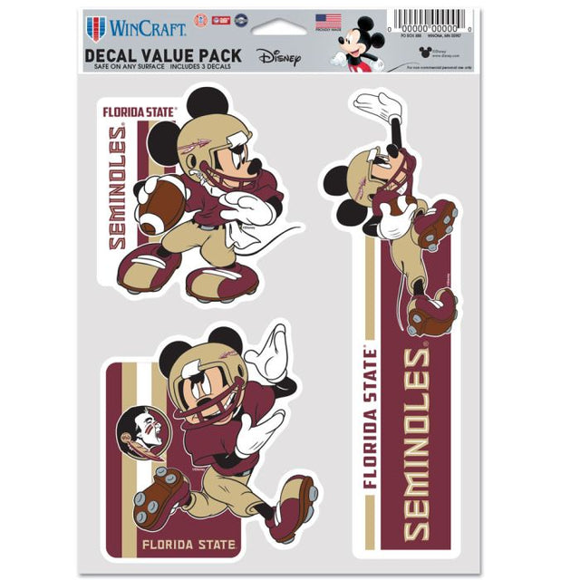 Paquete de 3 ventiladores multiusos de fútbol americano de Mickey Mouse de Florida State Seminoles/Disney