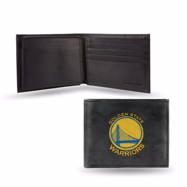 Billetera de cuero con bordados negros de los Golden State Warriors