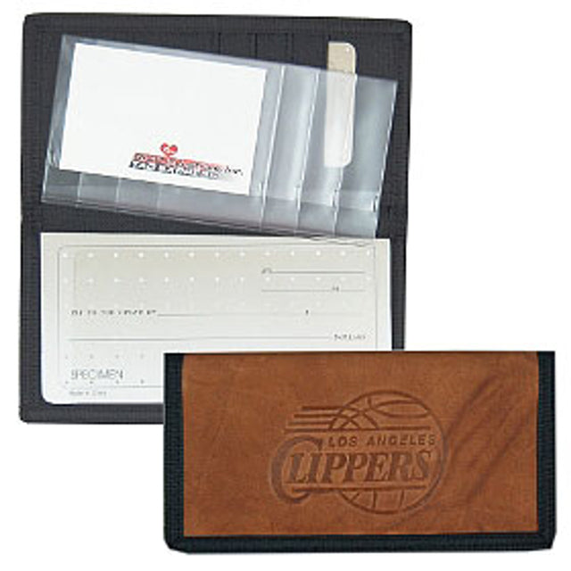 Funda para chequera de Los Angeles Clippers de cuero y nailon con relieve CO