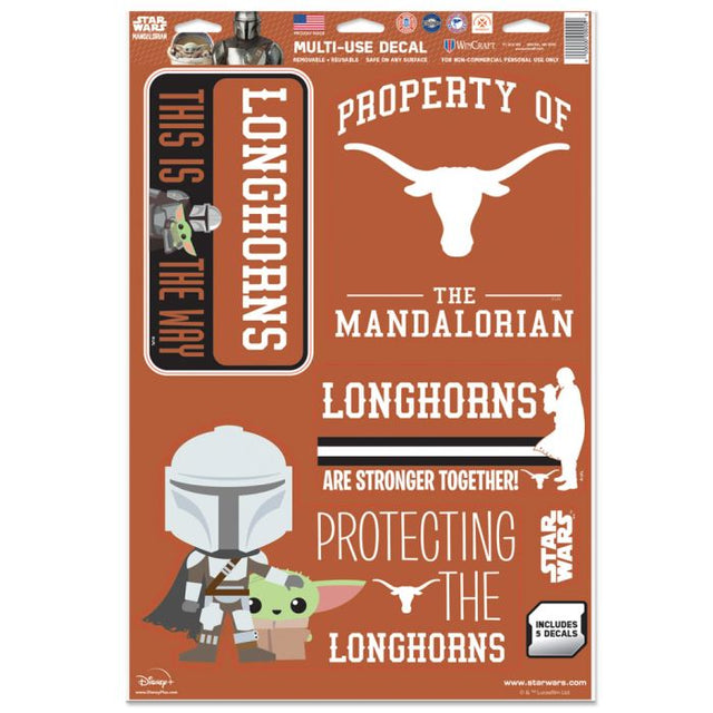 Calcomanía multiusos de Texas Longhorns y Star Wars Mandalorian de 11" x 17"