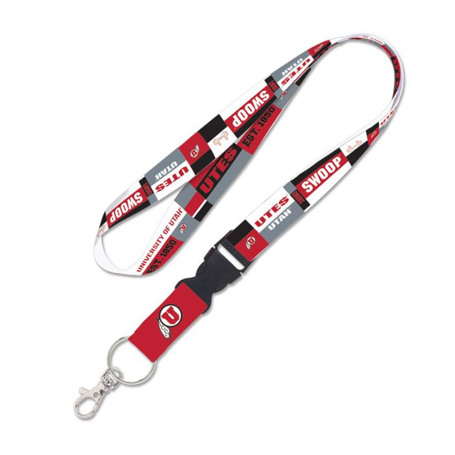Utah Utes COLOR BLOCK Lanyard w/detachable buckle 1"