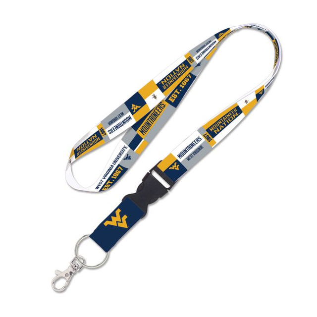 West Virginia Mountaineers COLOR BLOCK Lanyard w/detachable buckle 1"