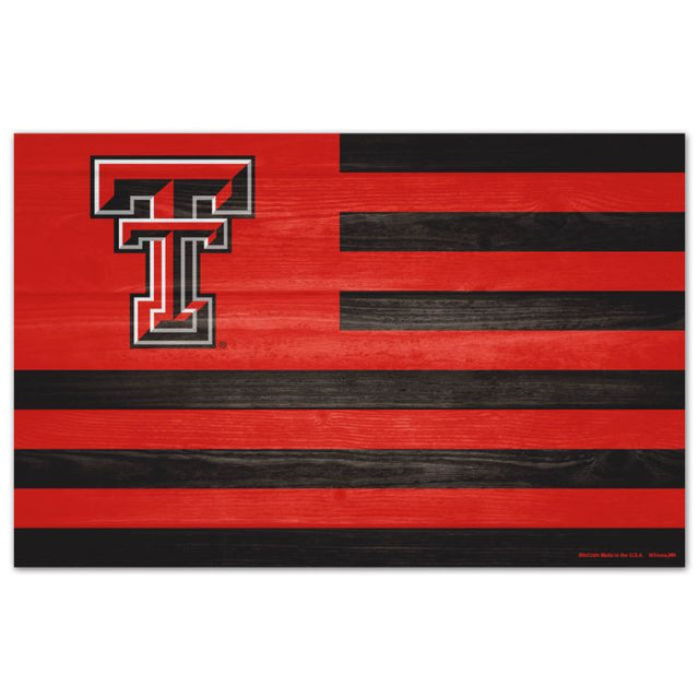 Texas Tech Red Raiders AMERICANA Wood Sign 11" x 17" 1/4" thick