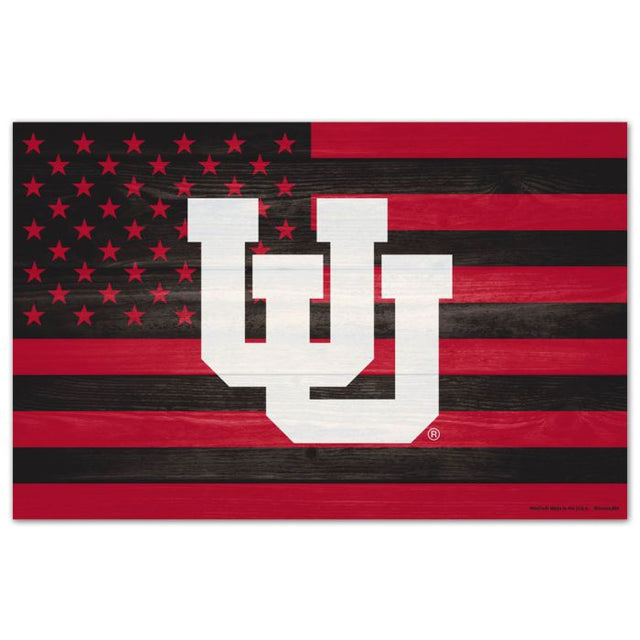 Utah Utes AMERICANA Wood Sign 11" x 17" 1/4" thick