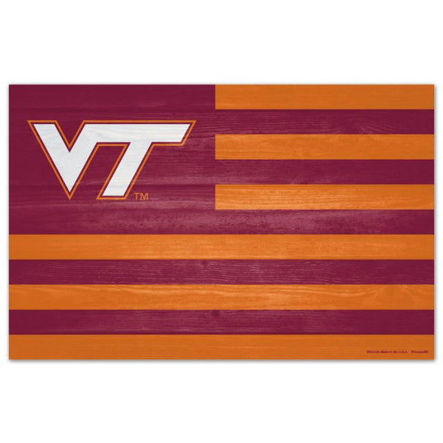 Virginia Tech Hokies AMERICANA Wood Sign 11" x 17" 1/4" thick
