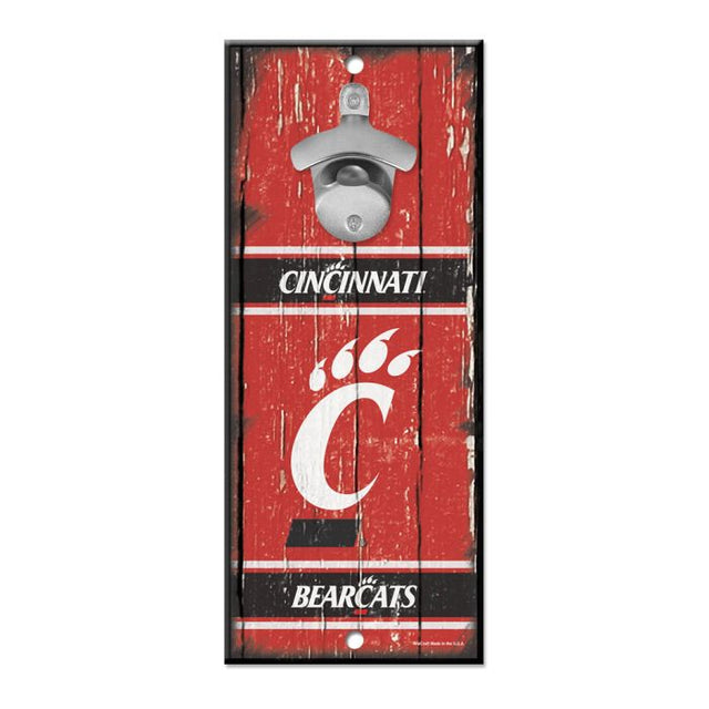 Letrero destapador de botellas de Cincinnati Bearcats de 5 x 11 pulgadas