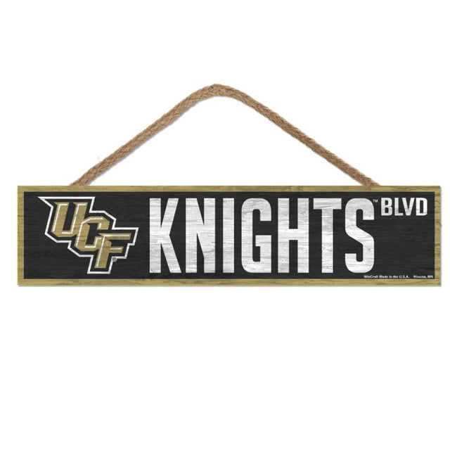 UCF Knights Wood Sign-with Rope 4" x 17"