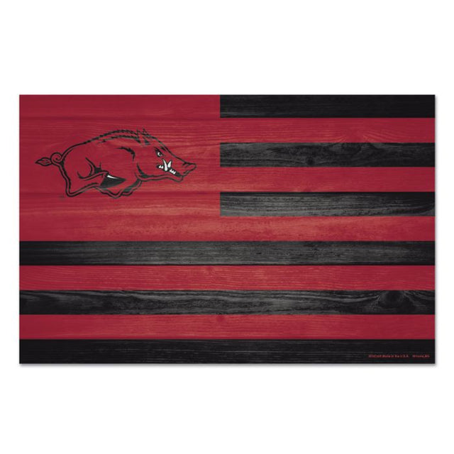 Letrero de madera con el logo de Arkansas Razorbacks AMERICANA de 11" x 17" y 1/4" de grosor
