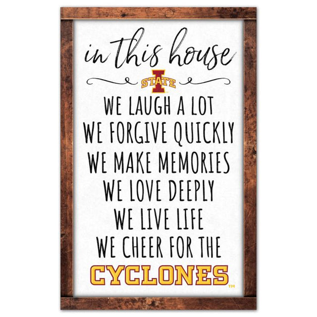 Iowa State Cyclones BOX LIST Wood Sign 11" x 17" 1/4" thick