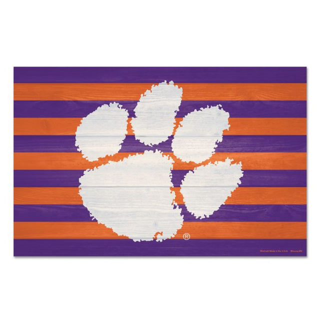 Clemson Tigers AMERICANA Wood Sign 11" x 17" 1/4" thick