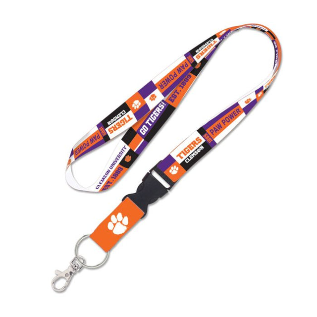 Clemson Tigers COLOR BLOCK Lanyard w/detachable buckle 1"
