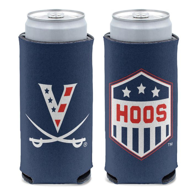 Enfriador de latas delgado de 12 oz con el logo de Virginia Cavaliers en rojo, blanco y Hoo