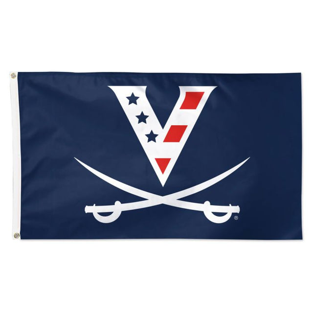 Bandera de lujo de los Virginia Cavaliers en rojo, blanco y azul marino, 3 x 5 pies