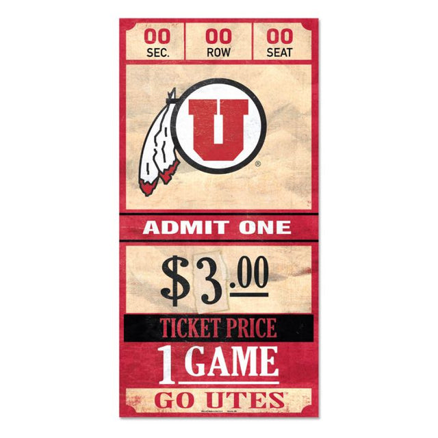 Utah Utes Wood Sign 6x12 3/8" thick