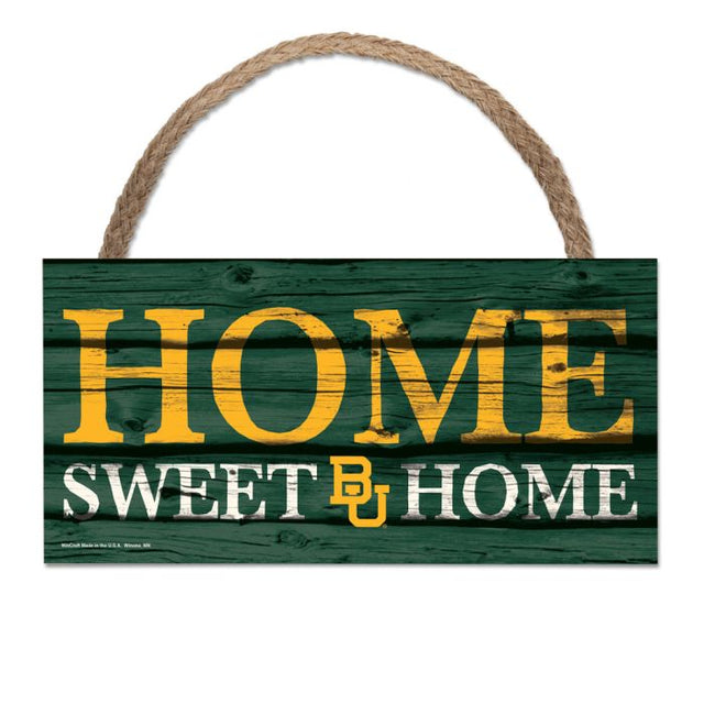 Letrero de madera con cuerda de los Baylor Bears HOME SWEET HOME de 5" x 10"