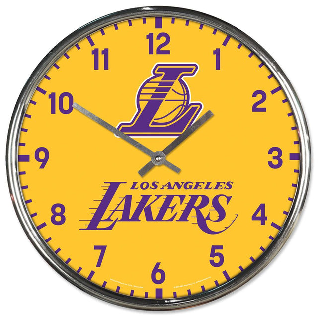Reloj de pared redondo cromado de Los Angeles Lakers