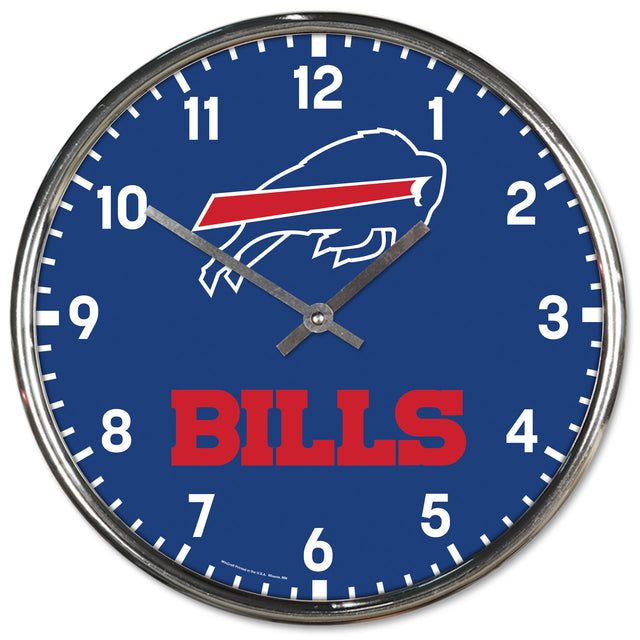 Reloj de pared redondo cromado de Buffalo Bills