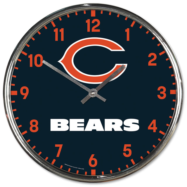 Reloj de pared redondo cromado de los Chicago Bears
