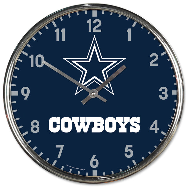 Reloj de pared redondo cromado de los Dallas Cowboys