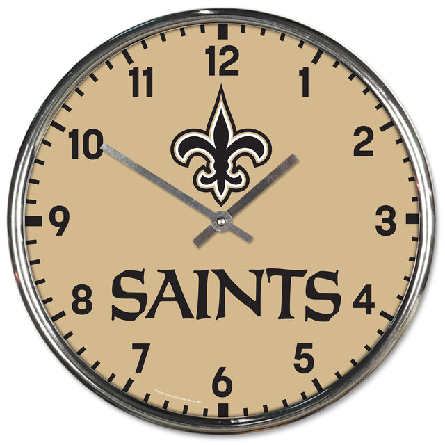 Reloj de pared redondo cromado de los New Orleans Saints