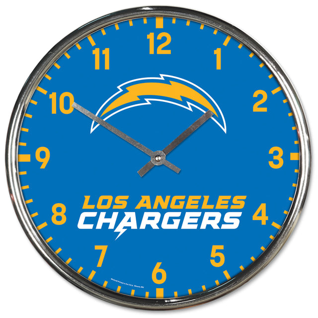 Reloj de pared redondo cromado de Los Angeles Chargers