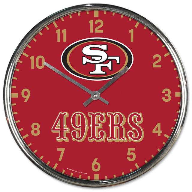 Reloj de pared redondo cromado de los San Francisco 49ers