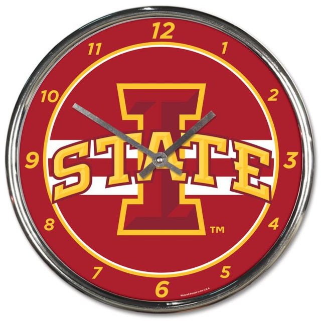 Iowa State Cyclones Chrome Clock