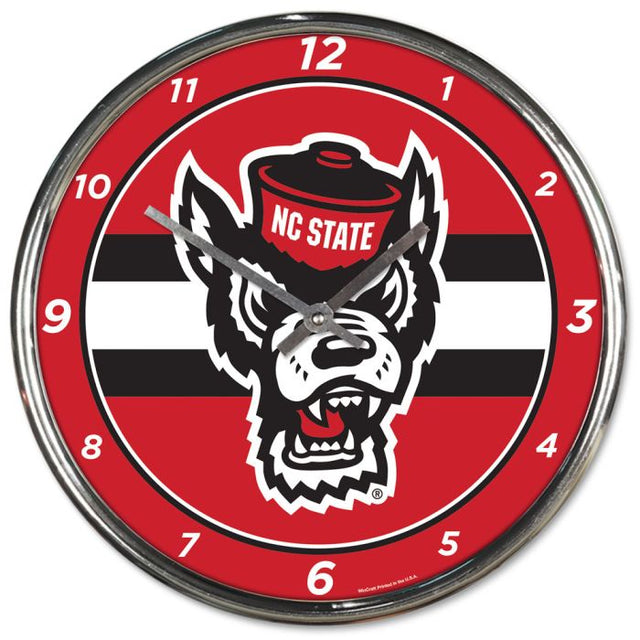 NC State Wolfpack Chrome Clock