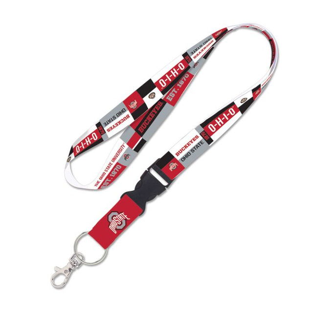 Ohio State Buckeyes COLOR BLOCK Lanyard w/detachable buckle 1"