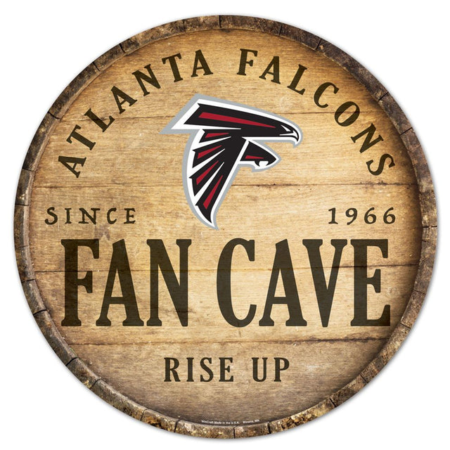 Letrero de madera de los Atlanta Falcons de 14" con diseño de barril redondo