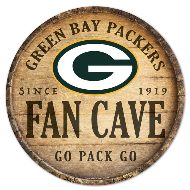 Green Bay Packers Sign Wood 14" Round Barrel Top Design