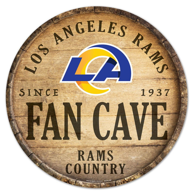 Los Angeles Rams Sign Wood 14" Round Barrel Top Design