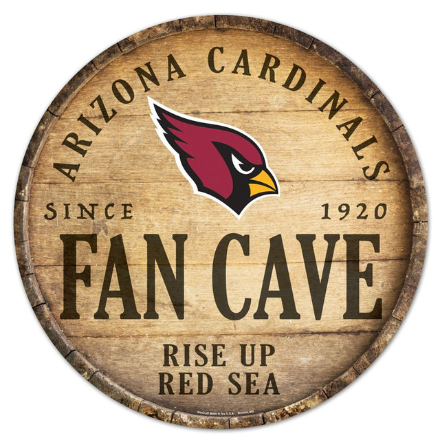 Letrero de madera de los Arizona Cardinals de 14" con diseño de barril redondo
