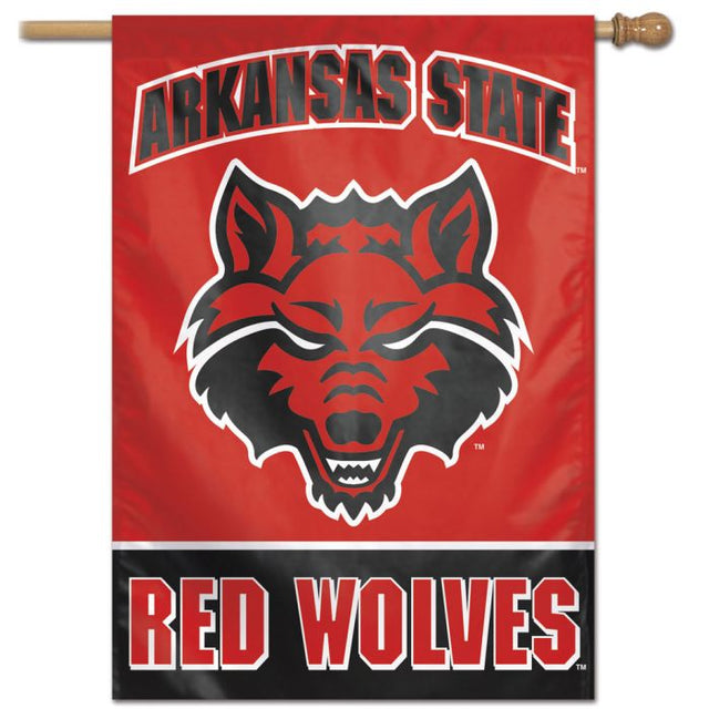 Bandera vertical de los Red Wolves del estado de Arkansas, 28" x 40"