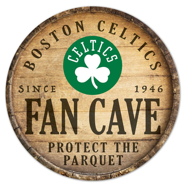 Boston Celtics Sign Wood 14" Round Barrel Top Design