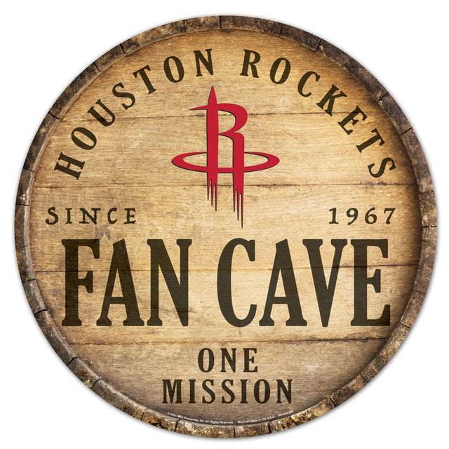 Houston Rockets Sign Wood 14" Round Barrel Top Design