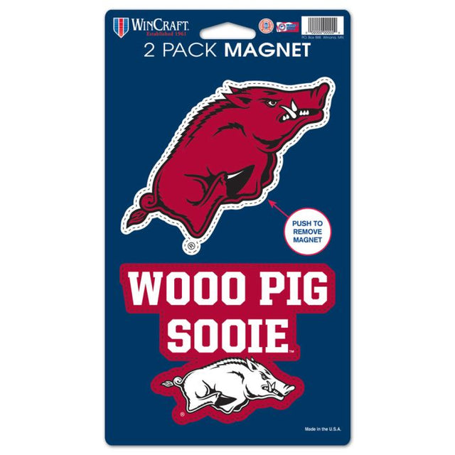 Paquete de 2 imanes de Arkansas Razorbacks de 5" x 9"
