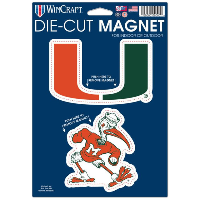 Paquete de 2 imanes de los Miami Hurricanes de 5" x 9"