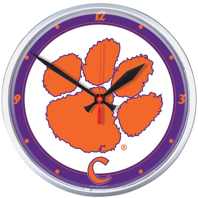 Clemson Tigers Round Wall Clock 12.75"